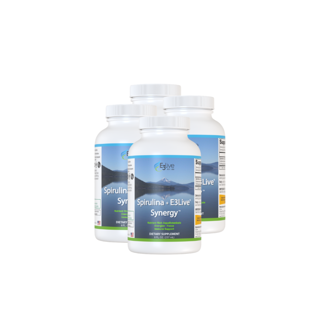 Spirulina + E3Live Synergy 8oz/237ml 4 Pack