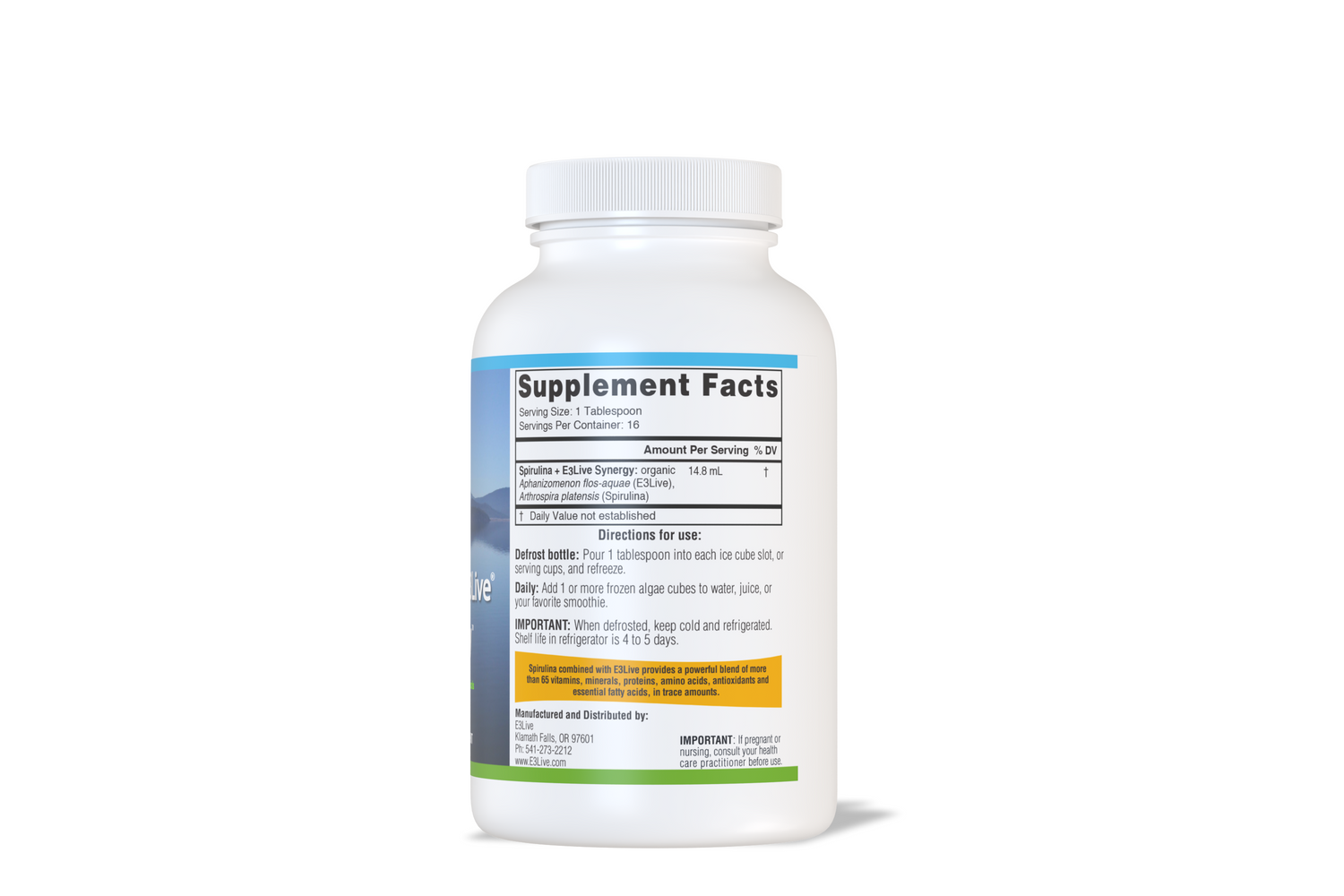 Spirulina + E3Live Synergy 8oz/237ml